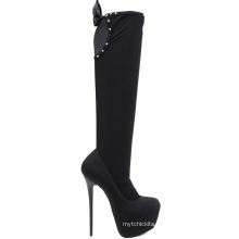Fashion ladies platform high heel pumps knee boots rhinestone women shoes